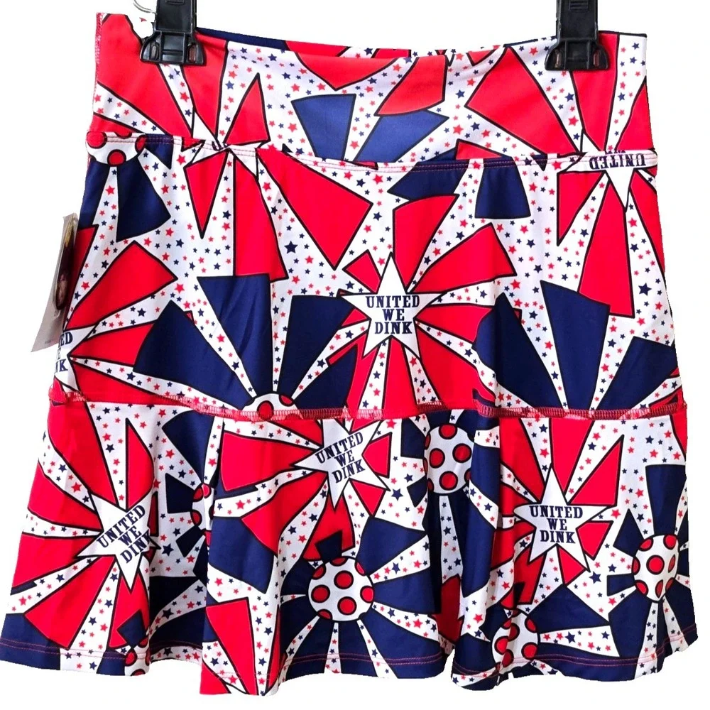 Pickleball Bella Drop Pleat Skort Women's 2 Red/White/Blue NWT